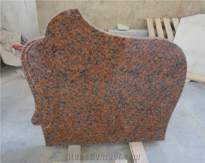 Maple Red Granite Headstone, Maple Leaf Red Granite Headstone