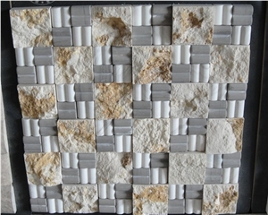 Wall Natural Marble Split Face Mosaic, White Marble Split Face Mosaic
