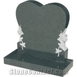 Absolute Black Granite Heart Tombstone
