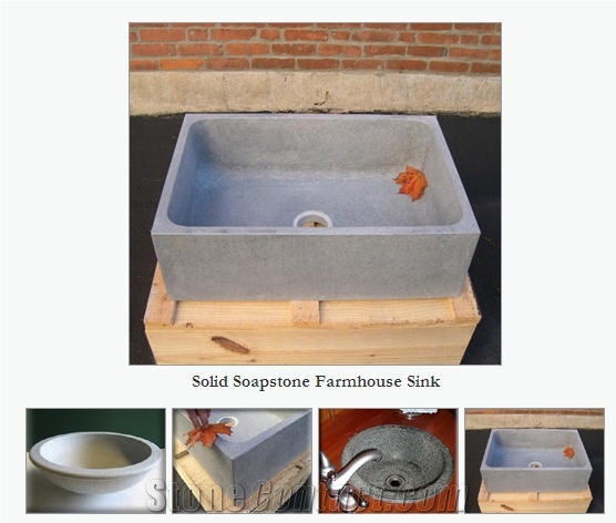 Solid Soapstone Farmhouse Sink, Mariana Grey Soapstone