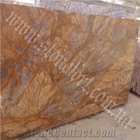 Rainforest Gold Marble Slabs, India Brown Marble