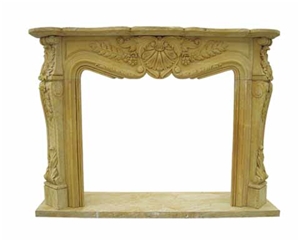 Fireplace Series FS-012, Yellow Marble Fireplace
