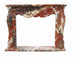 Fireplace Series FS-015, Red Marble Fireplace