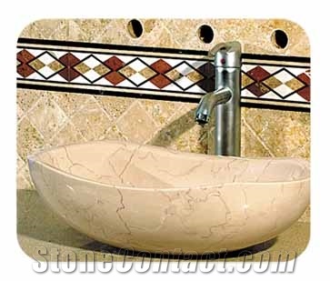 Vanity Sink VS-014, Beige Marble Sink