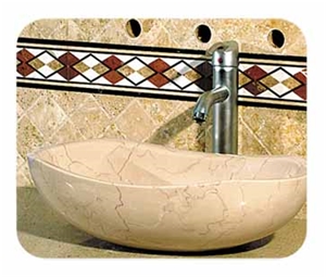 Vanity Sink VS-014, Beige Marble Sink