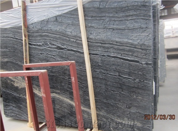 China Honed & Polished Natural Marble Stone Antique Wooden Grey Slabs & Tiles, Black Wood Vein Marble Slabs for Floor Covering & Skirting,Walling ,Ancient Wood Grain Marble,Black Forest