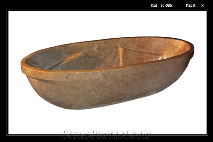 Bath Tub, Golden Brown Travertine