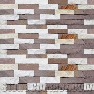 Stone Mosaic Wall Panel, Brown Sandstone Mosaic