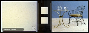 Light Beige Limestone Polished Floor Tiles, Moca Crema Beige Limestone