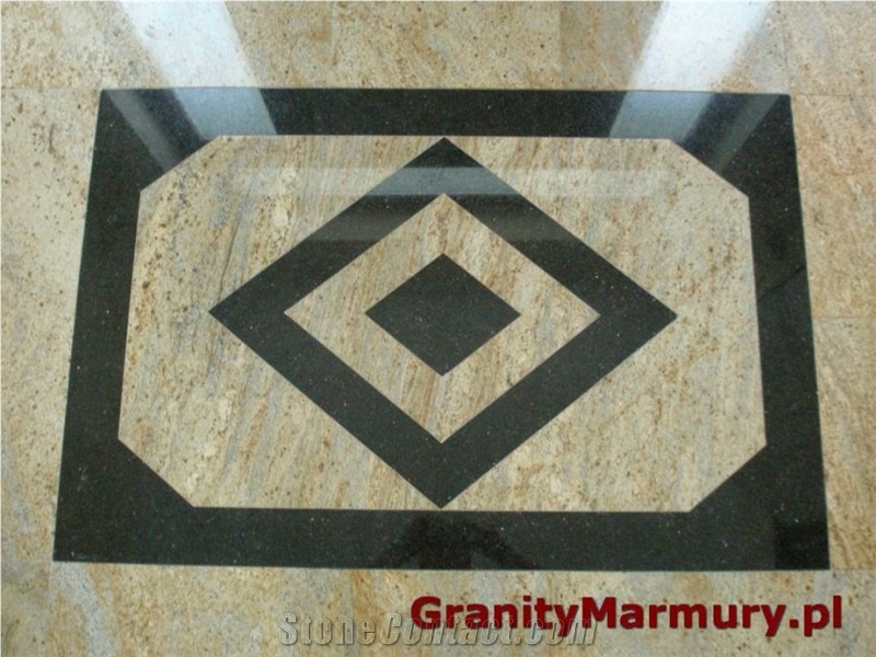 Granite Inlay Medallion, Ivory Gold Yellow Granite
