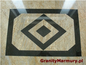 Granite Inlay Medallion, Ivory Gold Yellow Granite