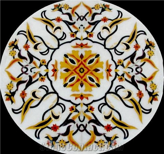 Marble Inlay Table Tops, White Marble Table Tops