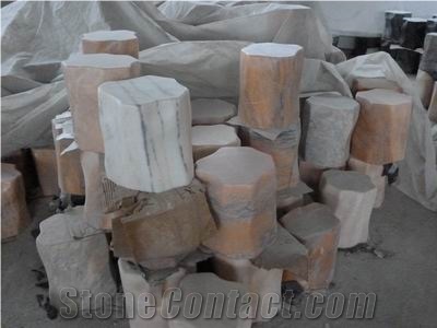 Cloudy Rosa Marble Stone Seat, Cloudy Rosa Pink Marble Bench & Table