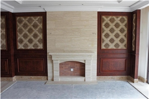 Beige Travertine Fireplace