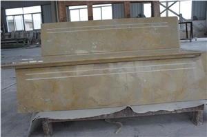 Stone Steps, Stair, Pearly Beige Yellow Marble Stairs