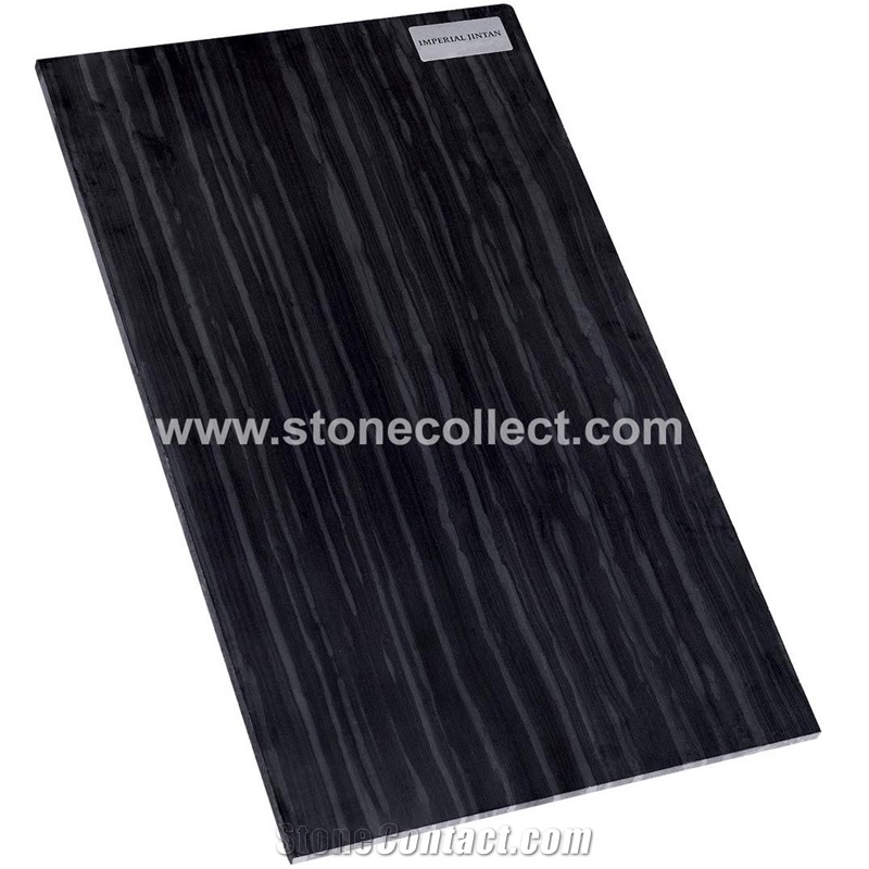 Black Serpegiante, Imperial Black Wood Marble Tile