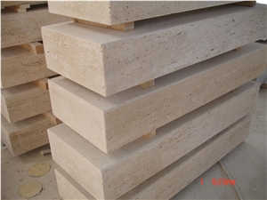 Travertine Light Block Steps, Beige Travertine