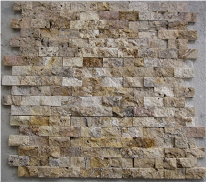 Yellow Travertine Split Brick Mosaic