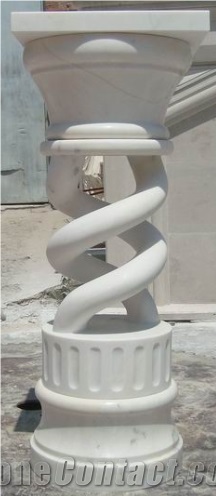 Thassos White Marble Spiral Column