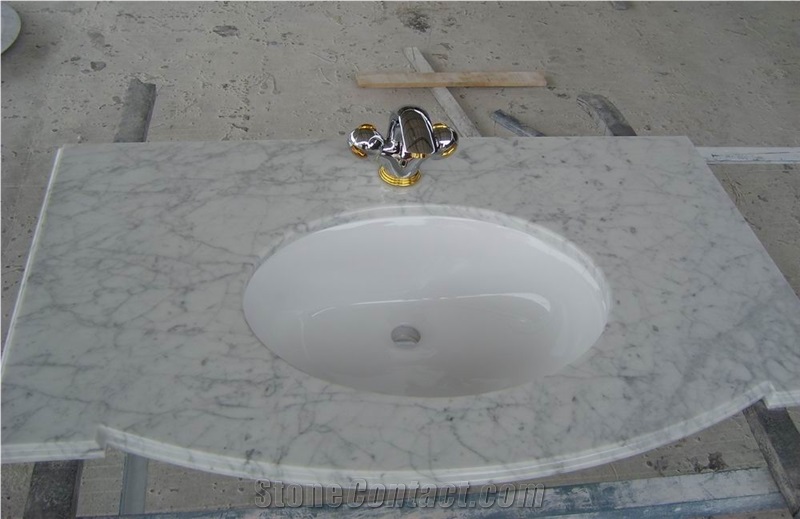Bowed Front Marble Bathroom Vanitytop, White Marble Bath Tops