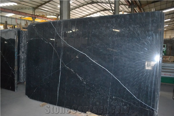 Chinese Black Marble Slab Supplier, China Nero Marquina Black Marble Slabs