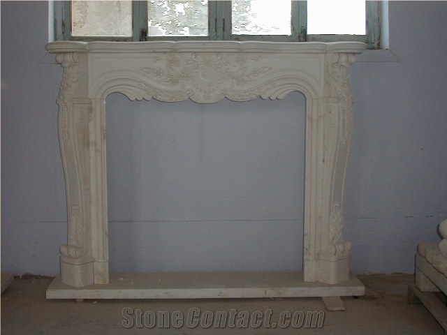 Crema Marfil Classico Beige Marble Fireplace