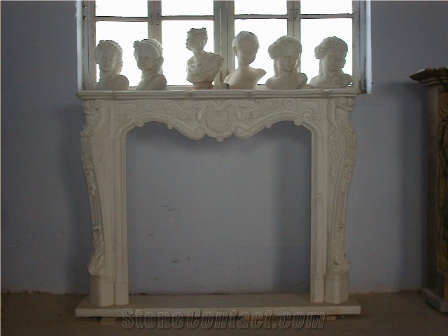 Sunny Beige Marble Fireplace
