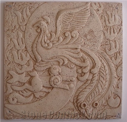 Beige Sandstone Bird Carving