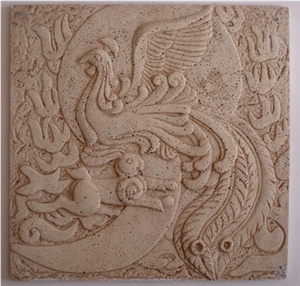 Beige Sandstone Bird Carving