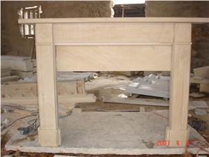 Beige Sandstone Fireplace