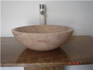 Cream Red Marble Sink,wash Basin, Cream Red Pink Marble Wash Basin