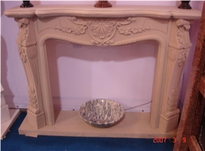 Cream Sandstone Fireplace, China Beige Sandstone Fireplace
