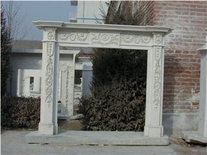 Grey Marble Carved Fireplace