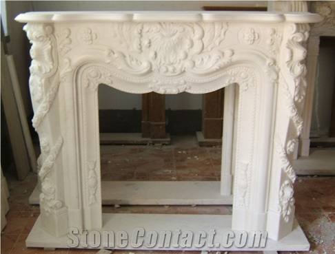 Guangxi White Marble Fireplace