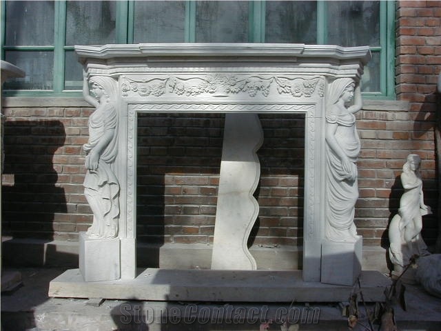Thassos Crystallina Grey Marble Fireplace