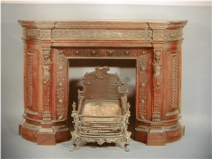 Rojo Alicante Red Marble Fireplace