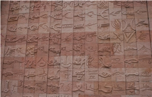 Red Sandstone Word Carving