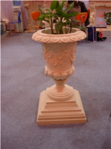 Sandstone Flower Bowl, Beige Sandstone Flower Pot
