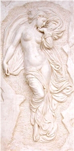 Sexy Woman Stone Relief, Beige Marble Relief