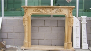 Resin Yellow Marble Fireplace