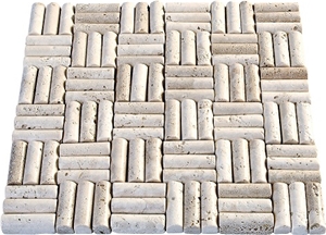 Pencil Mosaics, Classic Beige Travertine