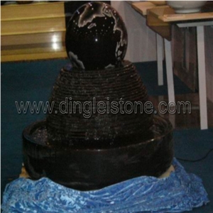 Absolute Black Granite Floating Spheres Fountain, Shanxi Black Granite Floating Spheres