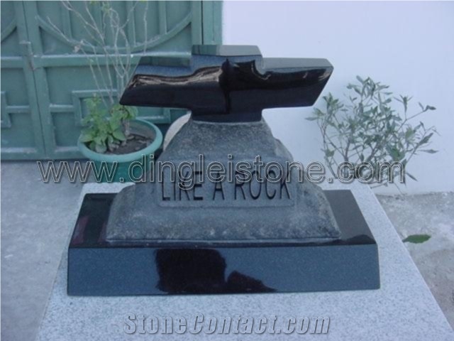 Australia Style Black Tombstone 3, Absolute Black Granite Tombstone
