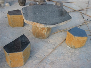 Basalt Stone Table Set, China Black Basalt Table Set