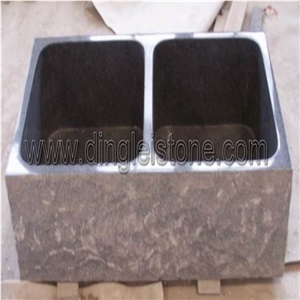 Black Stone Sink, Granite Black Double Basin, Absolute Black Granite Basin