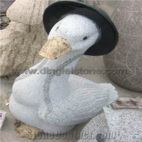 Dinglei Duck Stone Sculpture, White Granite Sculpture