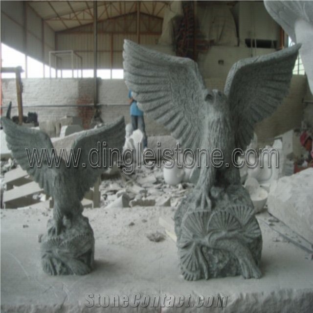 Dinglei Eagle Stone Sculpture, Grey Granite Sculpture