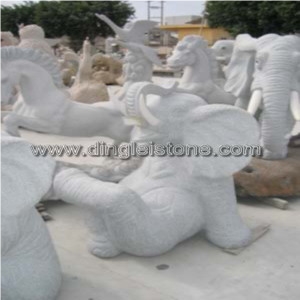 Dinglei Elephant Stone Sculpture, White Granite Sculpture