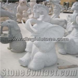 Dinglei Elephant Stone Sculpture, White Granite Sculpture
