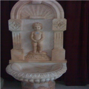 Dinglei European Character Stone Sculpture Fountai, Yellow Marble Fountain